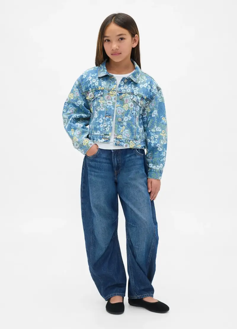 Giacca Denim Multicolor Con Fiori, Bambina, Blu miniatura 3