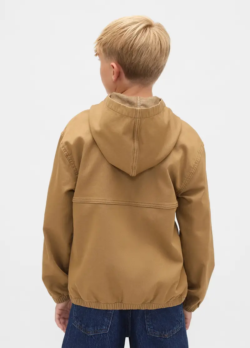 Giacca Marrone Con Cappuccio In Misto Cotone, Bambino, Beige miniatura 2