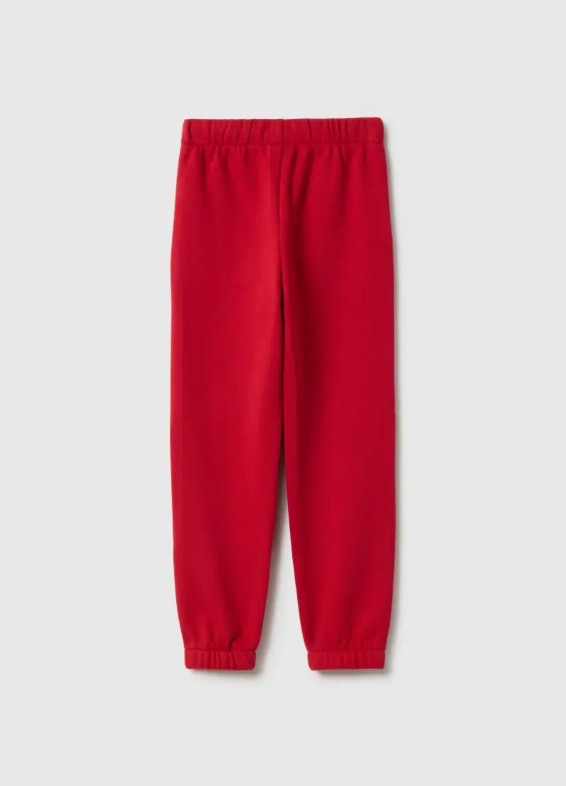 Joggers Rossi Da Bambina In Misto Cotone Regular Fit Con Logo, Rosso miniatura 2