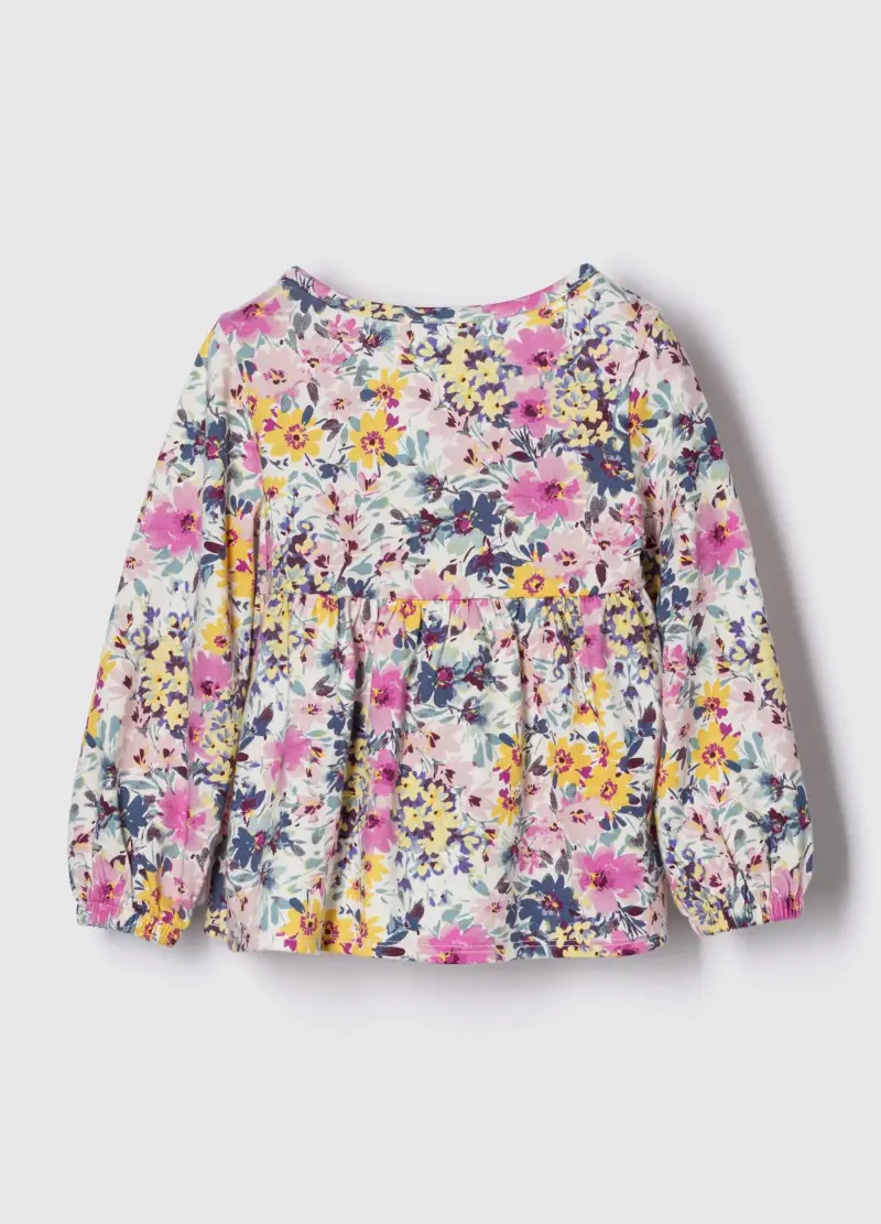 Maglia A Maniche Lunghe Multicolor In Cotone, Unisex, Bianco miniatura 2