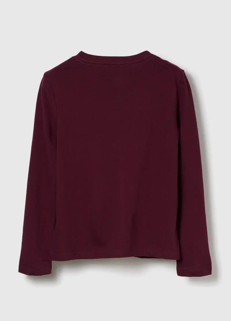 Maglia A Maniche Lunghe Viola In Cotone, Bambino, Rosso miniatura 2