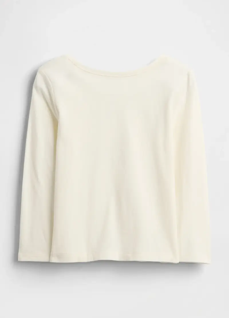 Maglia Bianca A Maniche Lunghe In Cotone, Bambina, Bianco miniatura 2