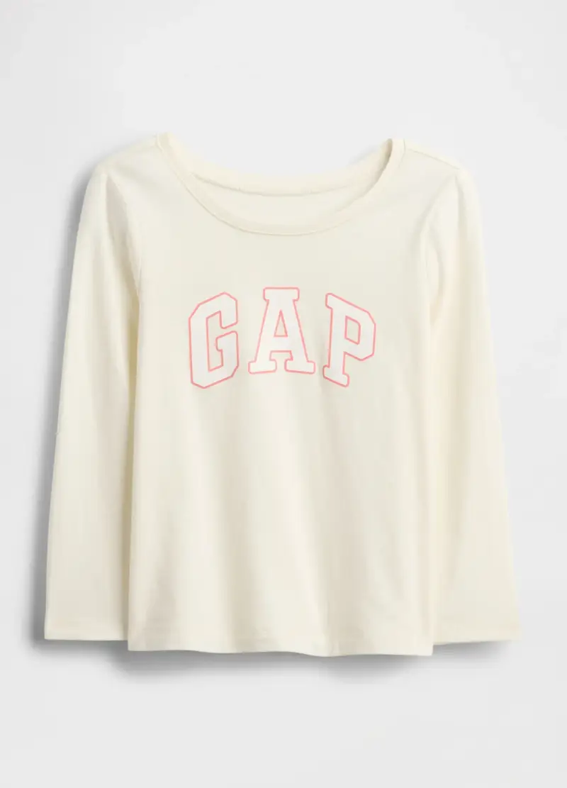 Maglia Bianca A Maniche Lunghe In Cotone, Bambina, Bianco