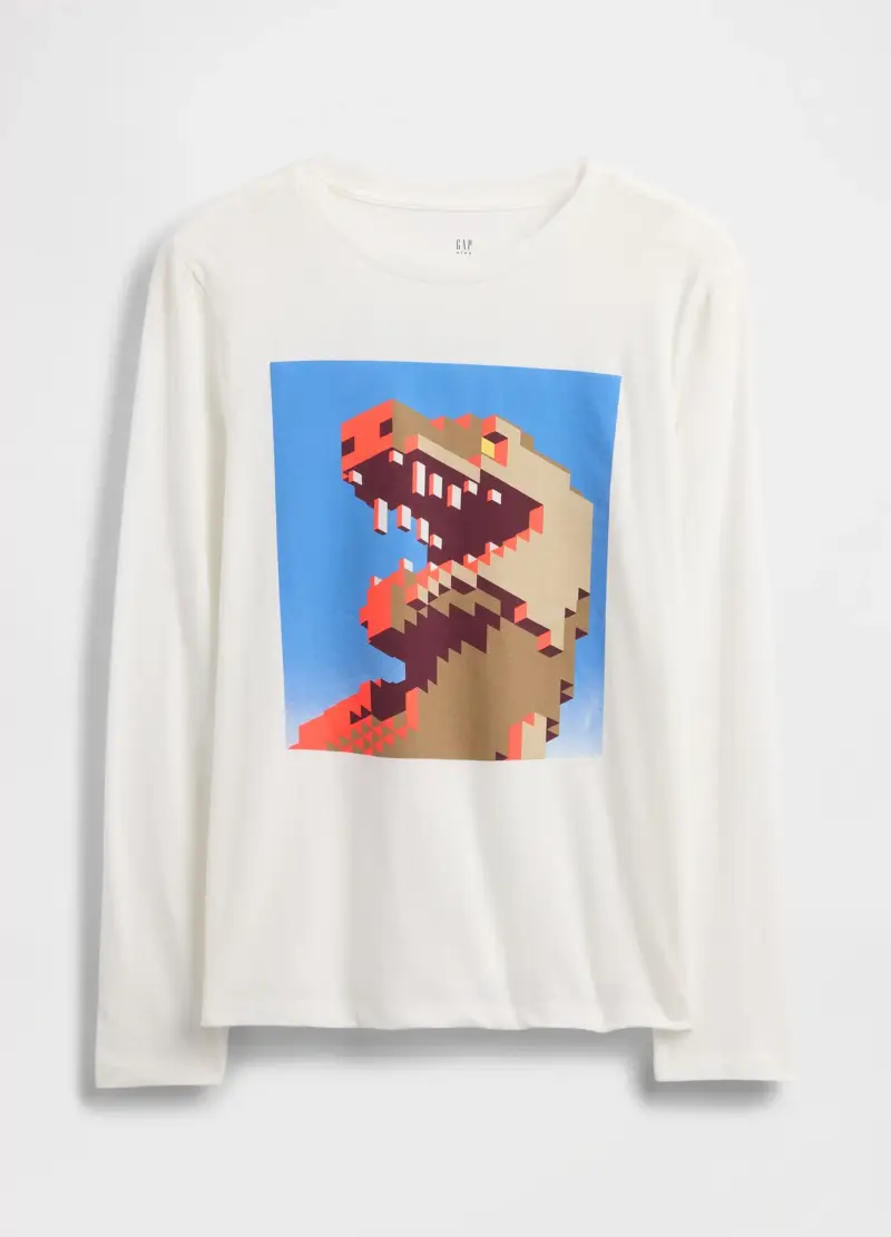 Maglia Bianca A Maniche Lunghe In Cotone, Bambino, Bianco