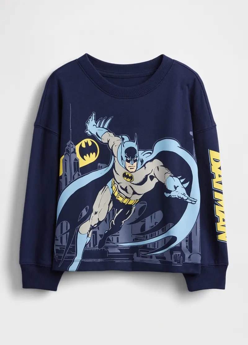 Maglia Blu A Maniche Lunghe Con Grafica Batman, Bambino, Blu