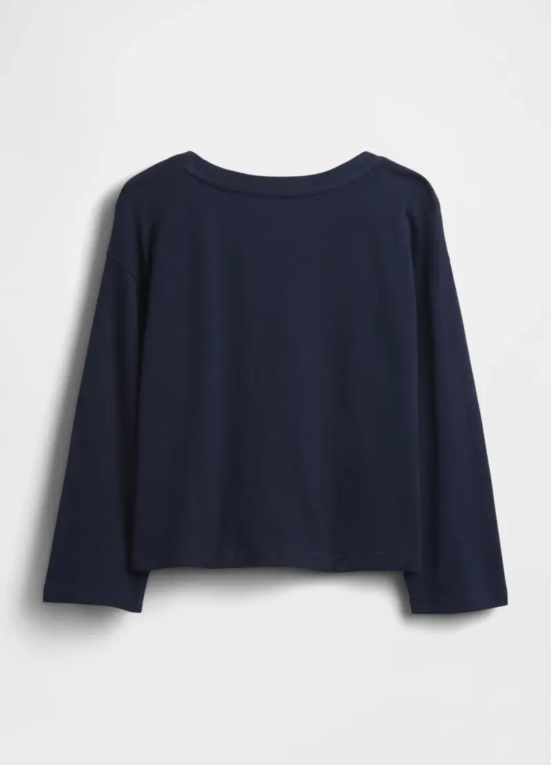 Maglia Blu A Maniche Lunghe In Cotone, Unisex, Blu miniatura 2