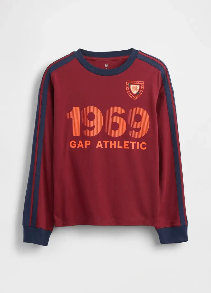 Maglia Rossa A Maniche Lunghe In Cotone, Bambino, Rosso