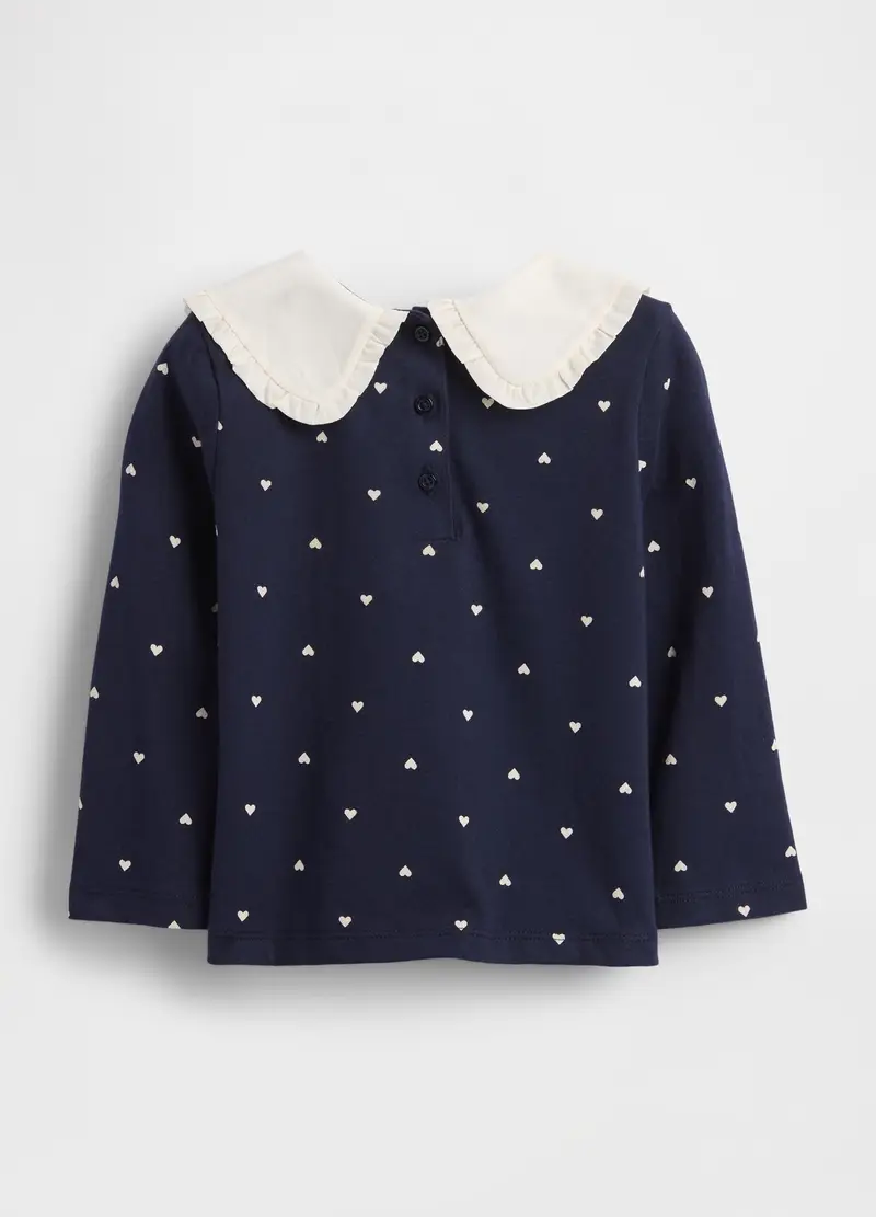 Maglietta A Maniche Lunghe Con Cuoricini, Unisex, Blu miniatura 2