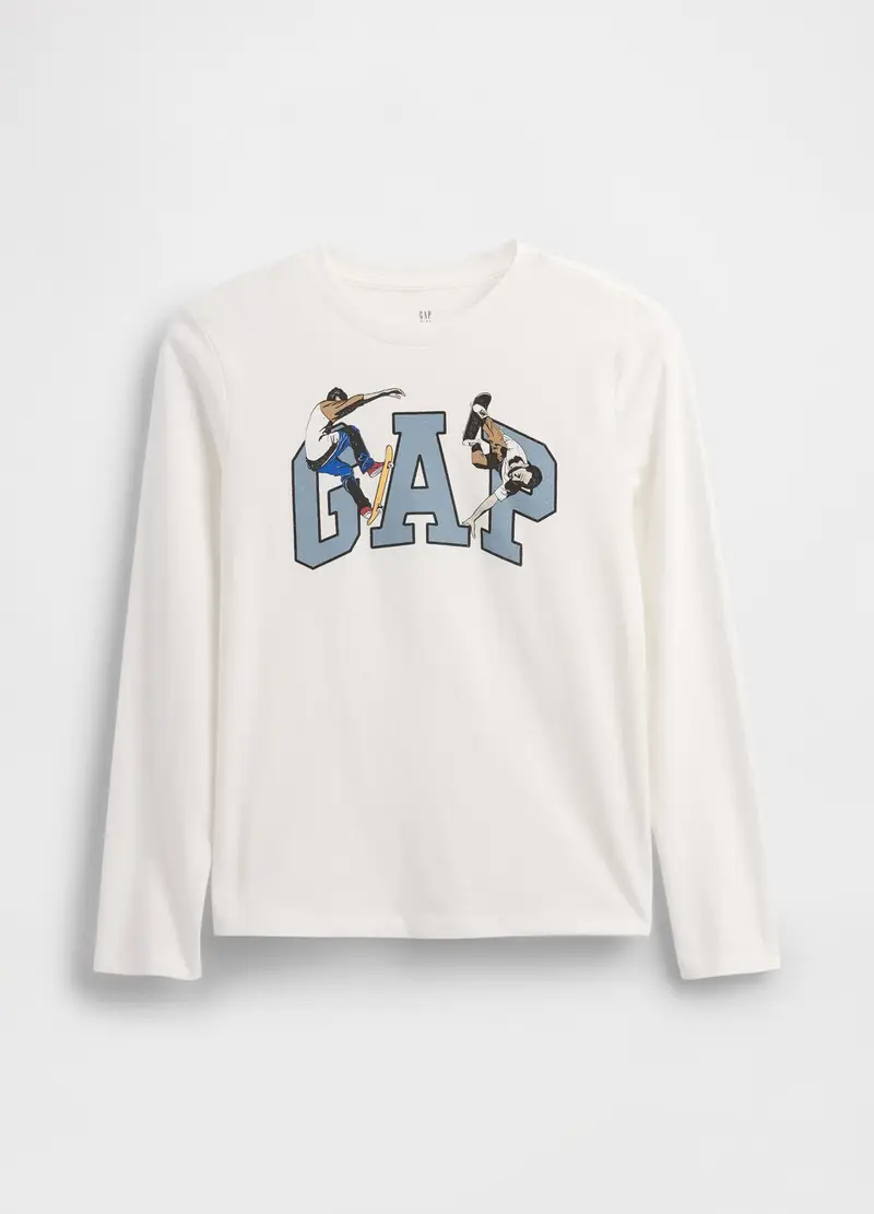 Maglietta A Maniche Lunghe Con Logo, Bambino, Bianco