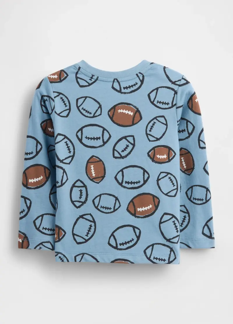 Maglietta Azzurra A Maniche Lunghe In Cotone, Bambino, Denim miniatura 2