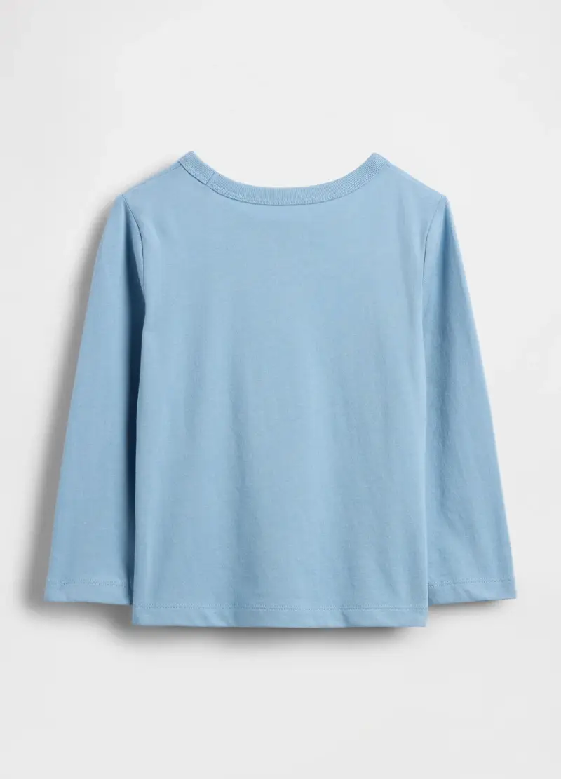 Gap Kids Maglietta A Maniche Lunghe Azzurra In Cotone Bambino miniatura 2