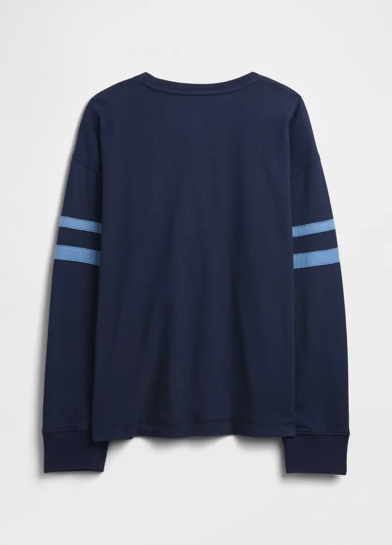 Maglietta Blu A Maniche Lunghe In Cotone, Bambino, Blu miniatura 2