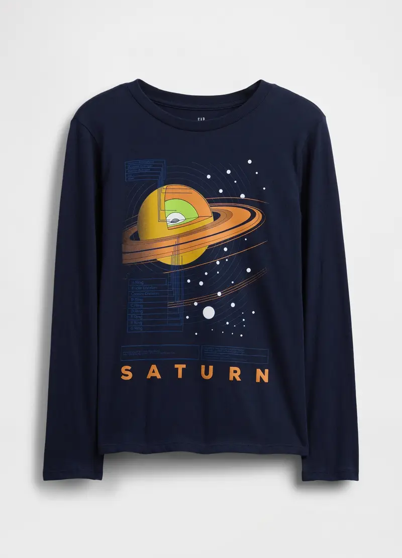 Maglietta Blu A Maniche Lunghe In Cotone, Bambino, Blu