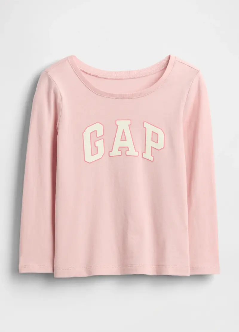 Maglietta Rosa A Maniche Lunghe In Cotone, Bambina, Rosa