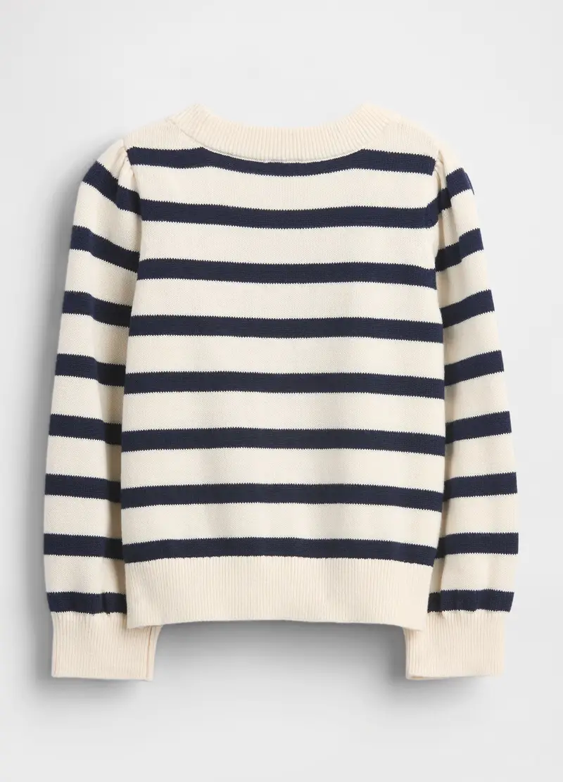 Gap Kids Maglione a Righe con Cuore Rosa Unisex Bianco miniatura 2