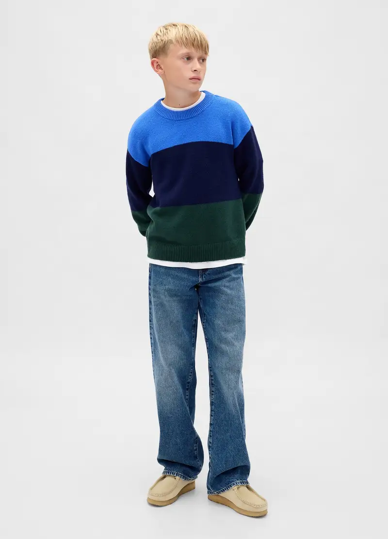 Maglione Cashsoft A Righe In Misto Cotone, Bambino, Multicolor miniatura 3