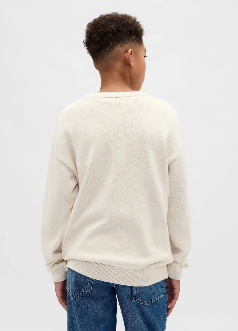 Maglione Cashsoft In Cotone, Bambino, Bianco miniatura 2