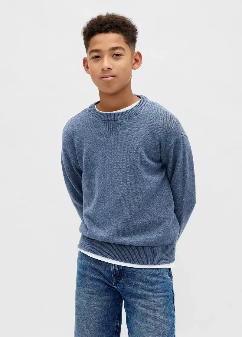 Maglione Cashsoft In Cotone, Bambino, Blu