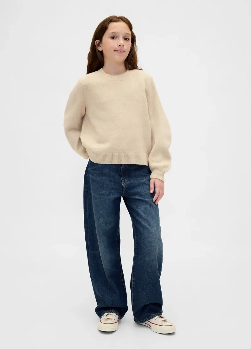 Maglione Cashsoft In Misto Cotone, Bambina, Beige miniatura 3