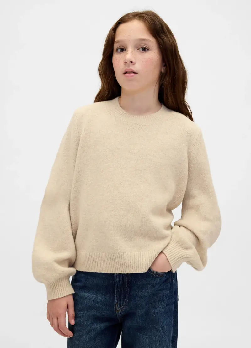 Maglione Cashsoft In Misto Cotone, Bambina, Beige