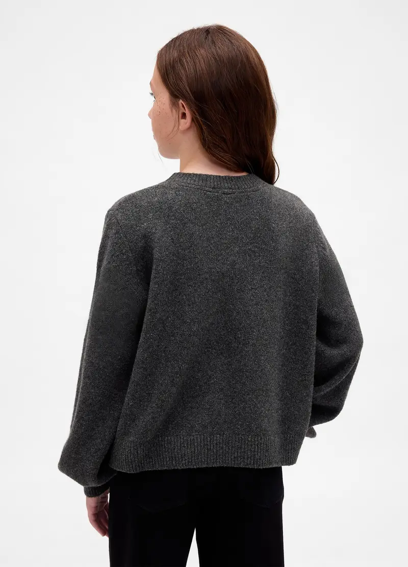 Maglione Cashsoft In Misto Cotone Con Fiocco, Bambina, Grigio miniatura 2