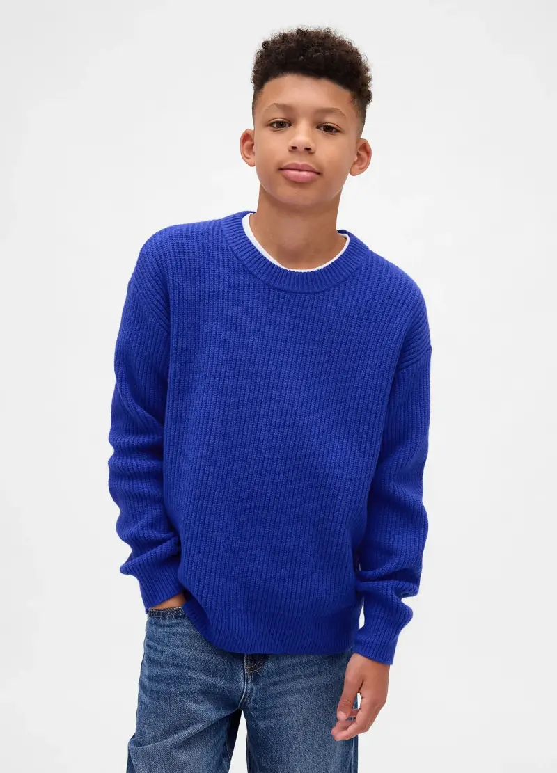 Maglione Da Bambino In Misto Cotone Blu, Blu miniatura 2