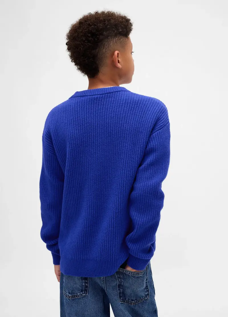 Maglione Da Bambino In Misto Cotone Blu, Blu miniatura 3