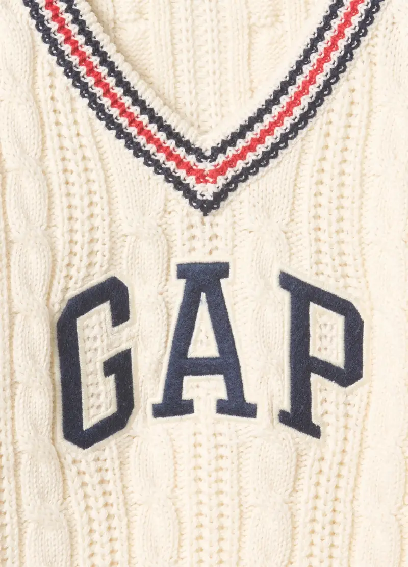 Gap Kids Maglione Unisex in Cotone Bianco miniatura 3