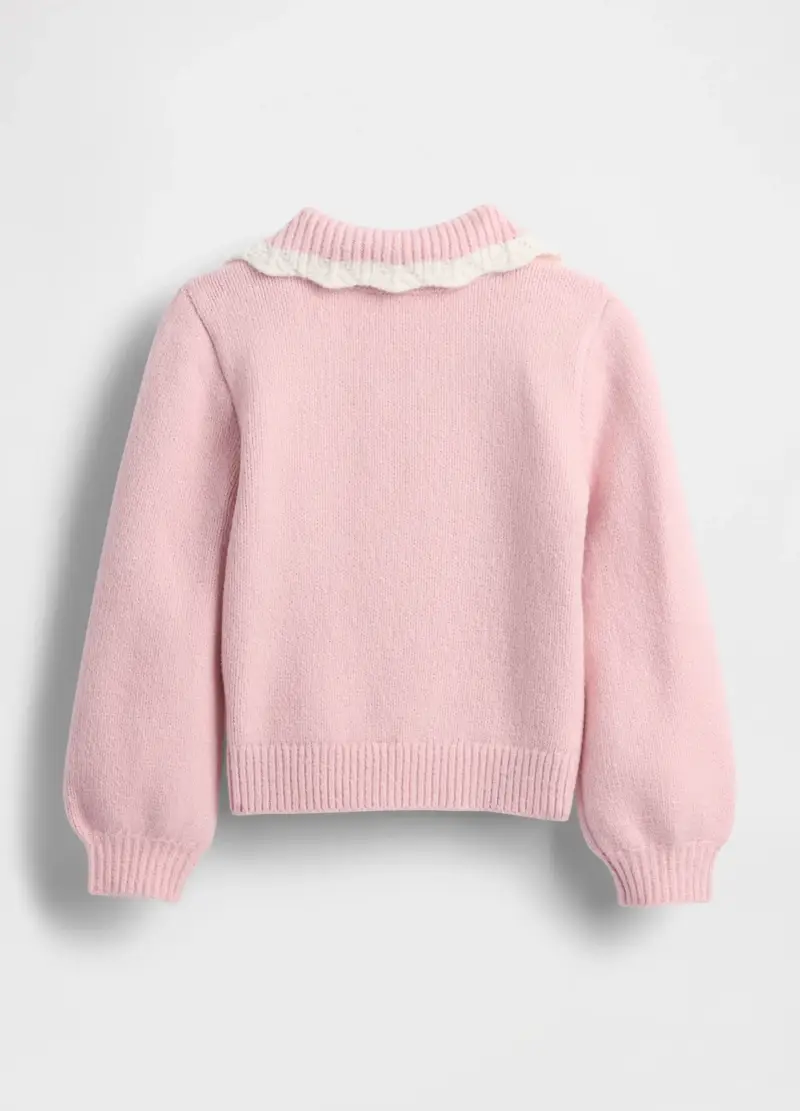 Maglione Rosa Con Colletto Da Bambina, Unisex, Rosa miniatura 3