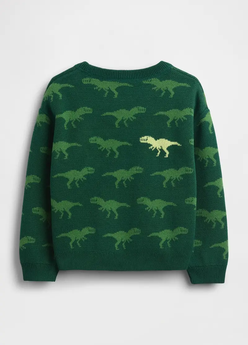 Maglione Verde In Cotone Con Dinosauri, Bambino, Verde miniatura 2