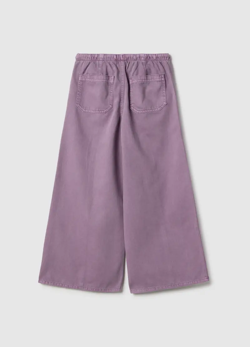 Pantaloni Baggy Viola Da Bambina In Misto Cotone Regular Fit, Viola miniatura 2