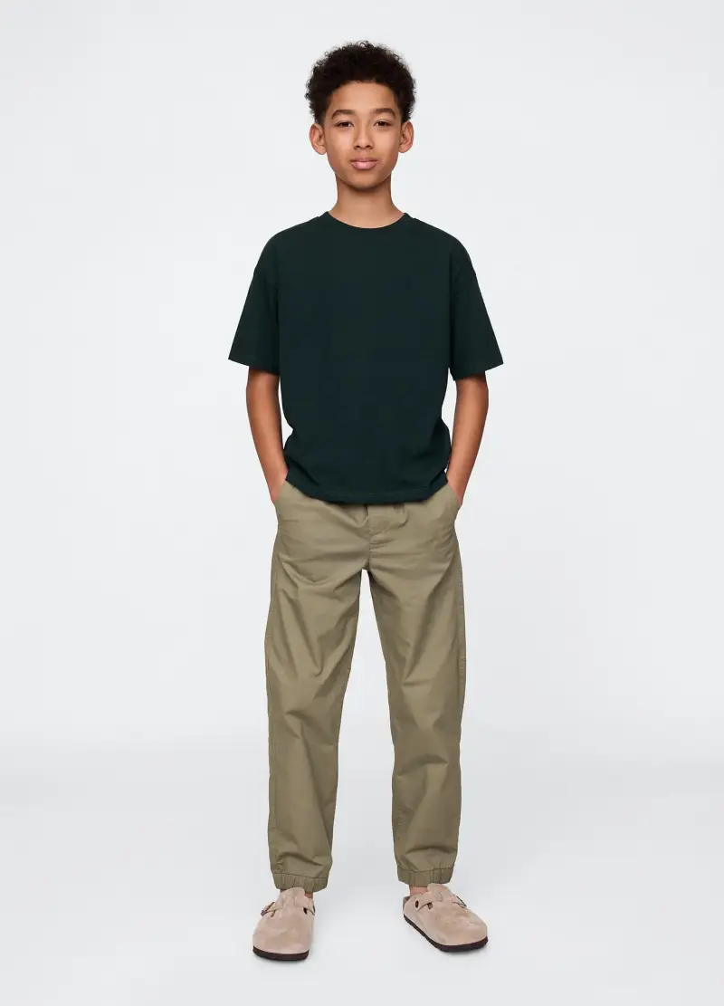 Pantaloni Beige Elasticizzati Per Bambino, Verde