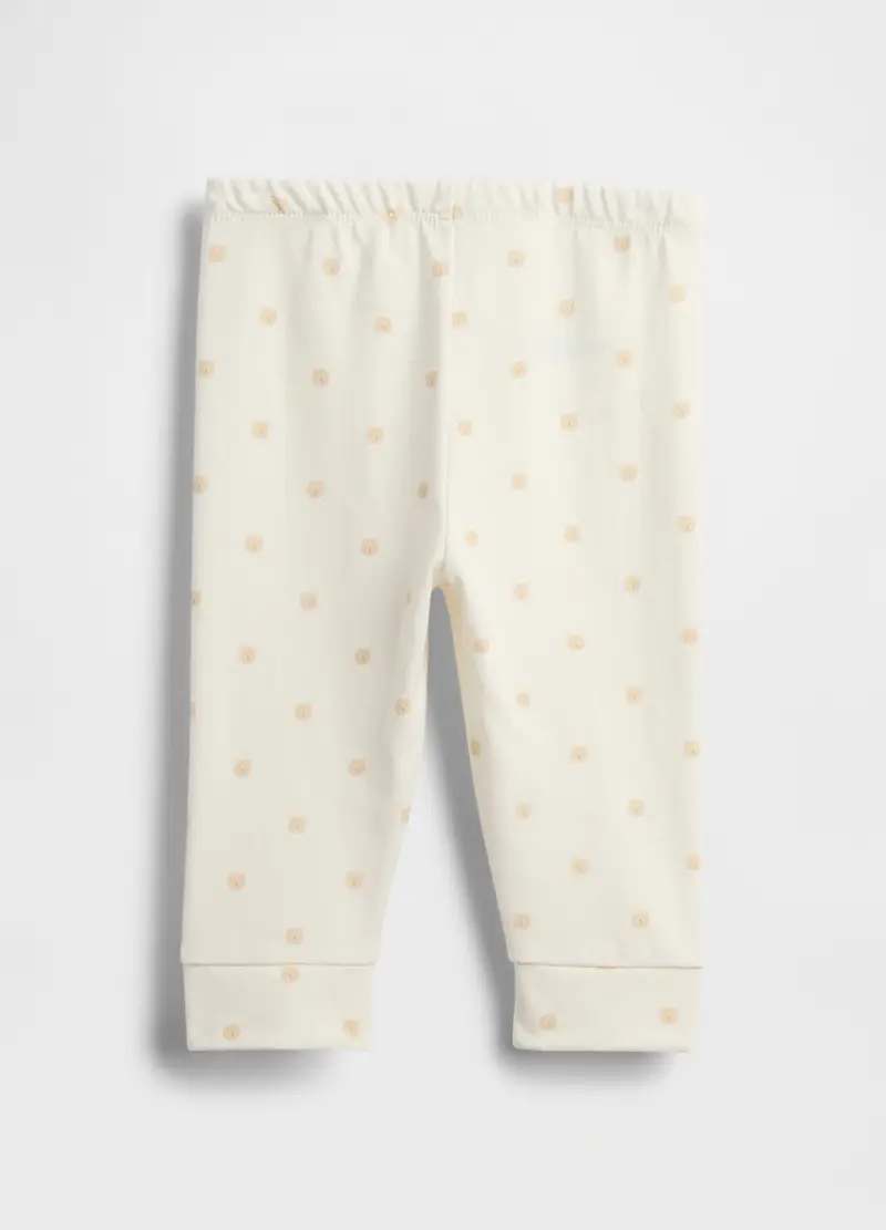 Pantaloni Bianchi In Cotone Per Neonati, Unisex, Beige miniatura 2