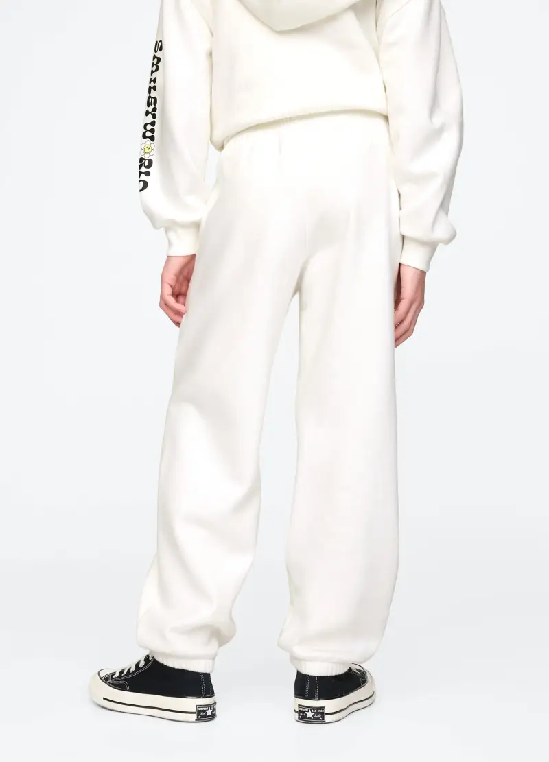 Pantaloni Bianchi In Maglia, Bambina, Beige miniatura 3