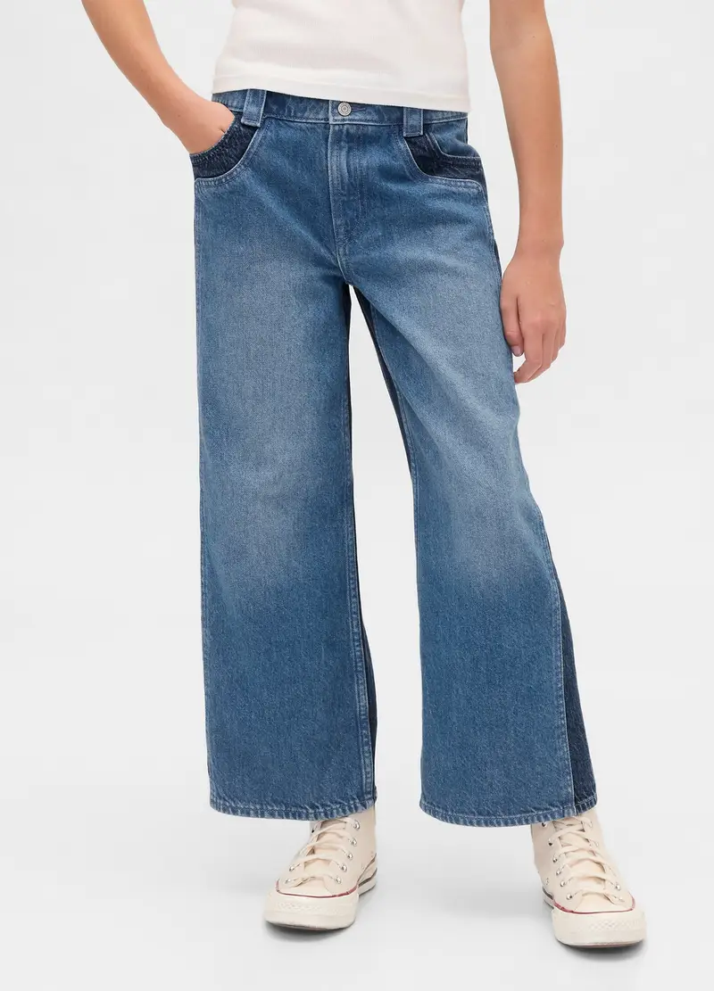 Pantaloni Denim In Cotone, Bambina, Blu miniatura 2