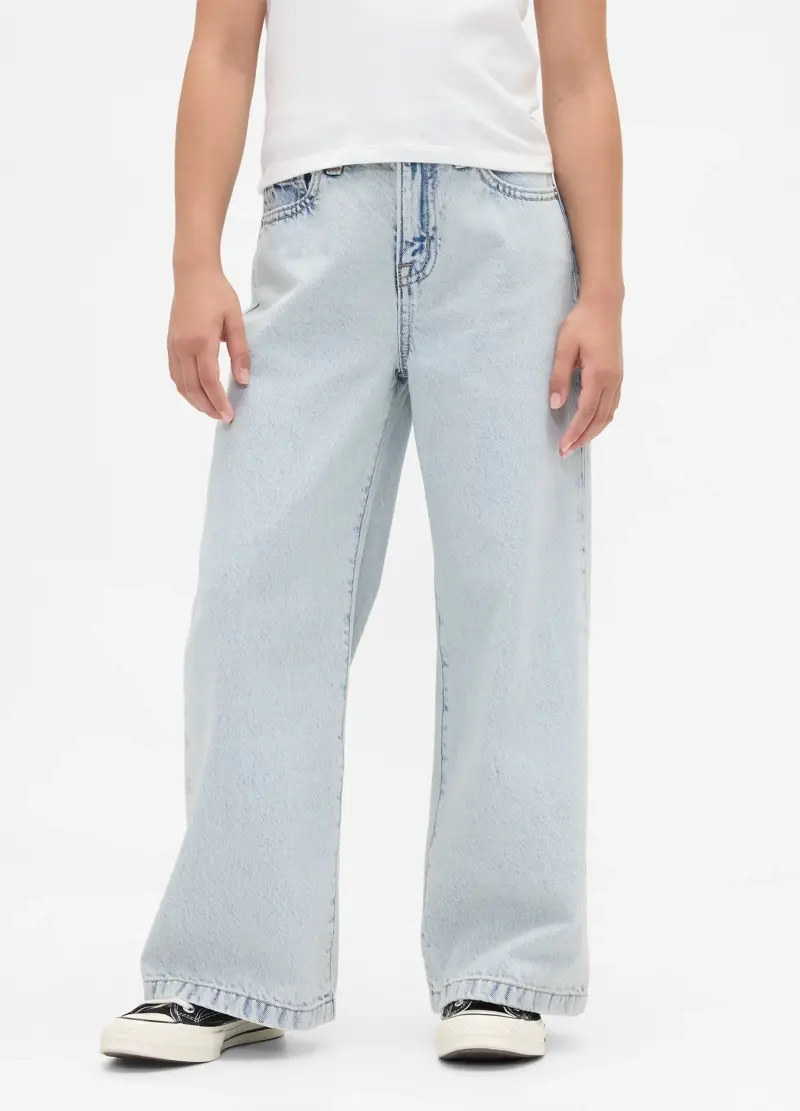 Pantaloni Denim Larghezza Ampia, Bambina, Bianco miniatura 2