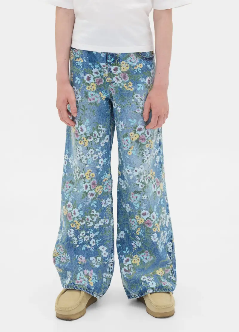 Pantaloni Denim Multicolor A Zampa, Bambina, Blu miniatura 2