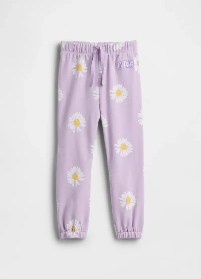 Pantaloni In Misto Cotone Viola Da Neonata Regular Fit Con Margherite, Bambina, Viola