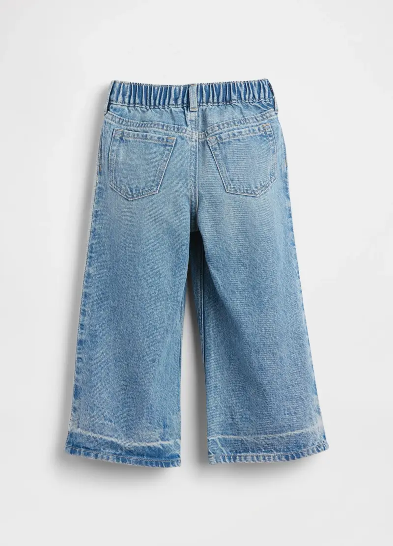 Pantaloni In Puro Cotone Denim Blu Da Neonata Relaxed Fit Con Farfalle, Bambina, Denim miniatura 3