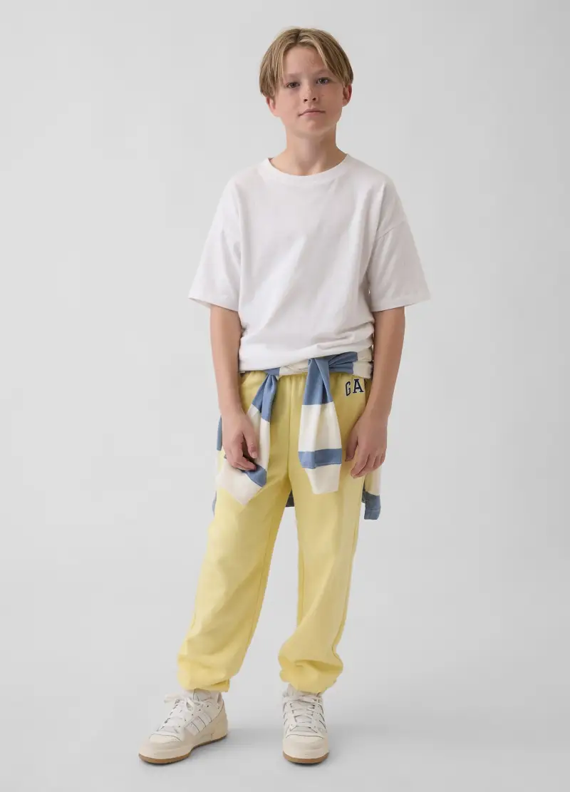 Pantaloni Jogger In Misto Cotone Gialli Da Ragazzo Regular Fit, Bambino, Giallo