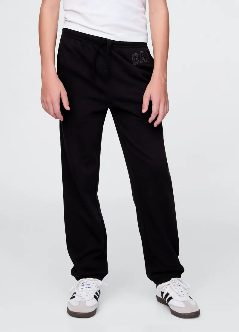 Pantaloni Jogger In Misto Cotone Nero Da Bambino Regular Fit, Nero miniatura 3