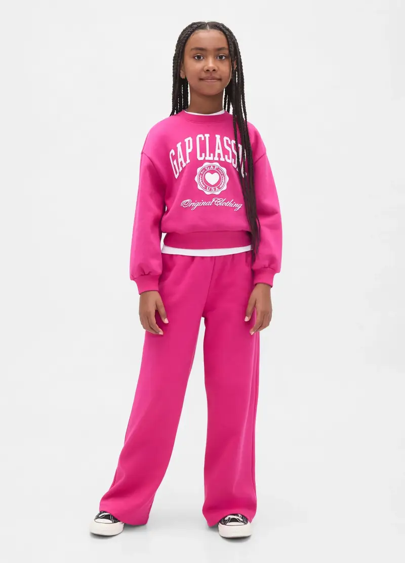 Pantaloni Rosa Per Bambina In Misto Cotone E Poliestere, Rosa