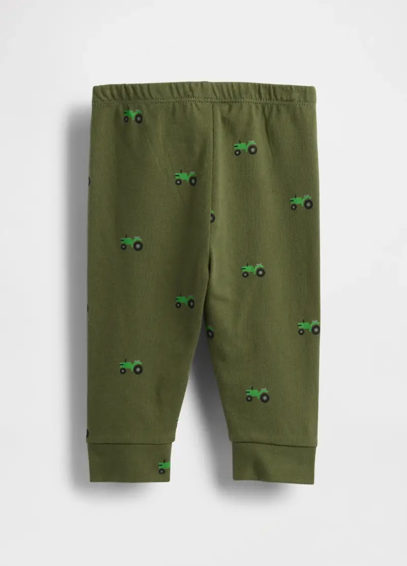 Pantaloni Verde In Cotone Con Stampa Trattori, Unisex, Verde miniatura 2