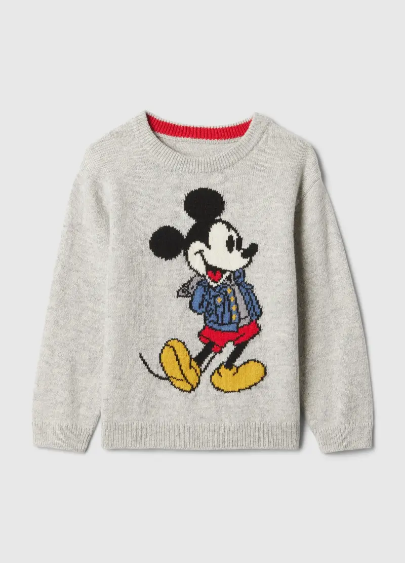 Gap Kids Pullover Unisex Grigio con Disegno Jacquard Topolino