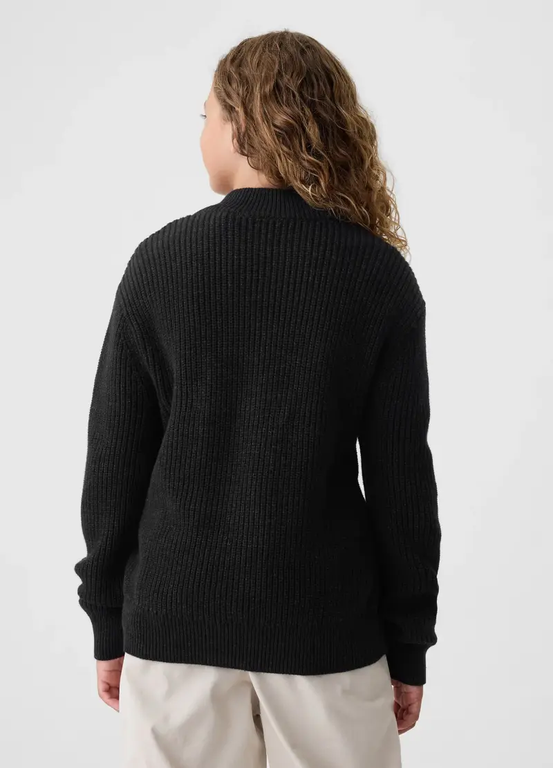 Gap Kids Pullover Mock Neck Con Mezza Zip Bambino Nero miniatura 3
