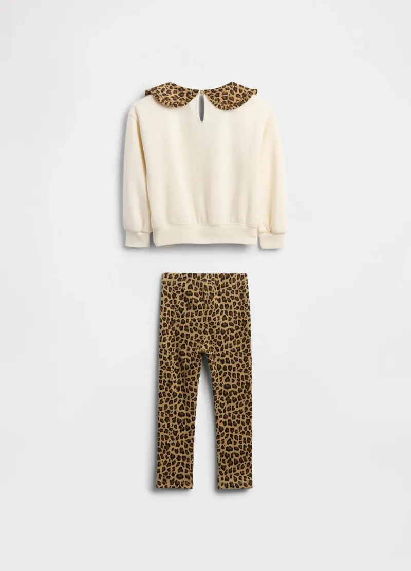 Set Bianco E Marrone Con Stampa Leopardata Per Bambina, Unisex, Bianco miniatura 3