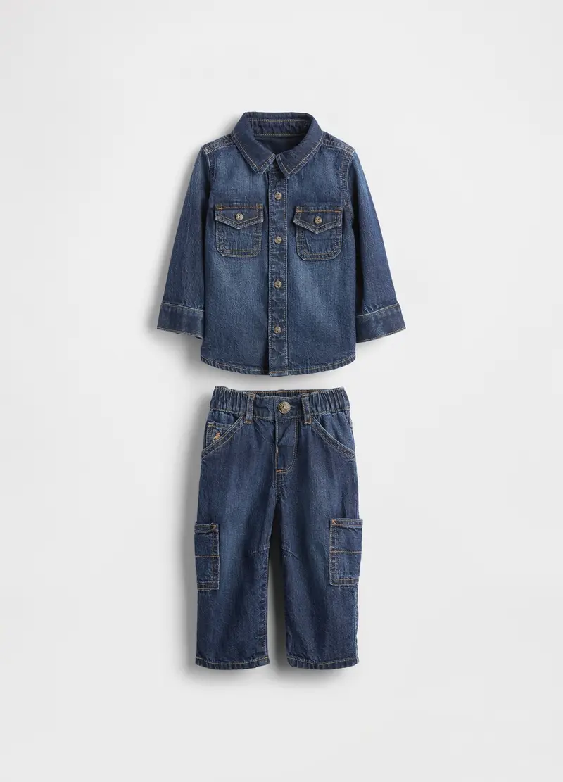 Set In Denim Per Neonati, Unisex, Blu