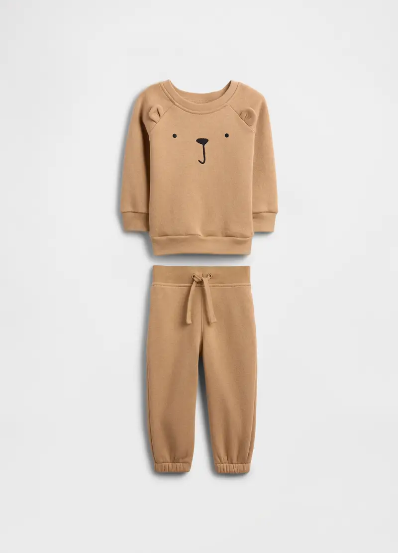 Set Marrone In Misto Cotone, Unisex, Beige