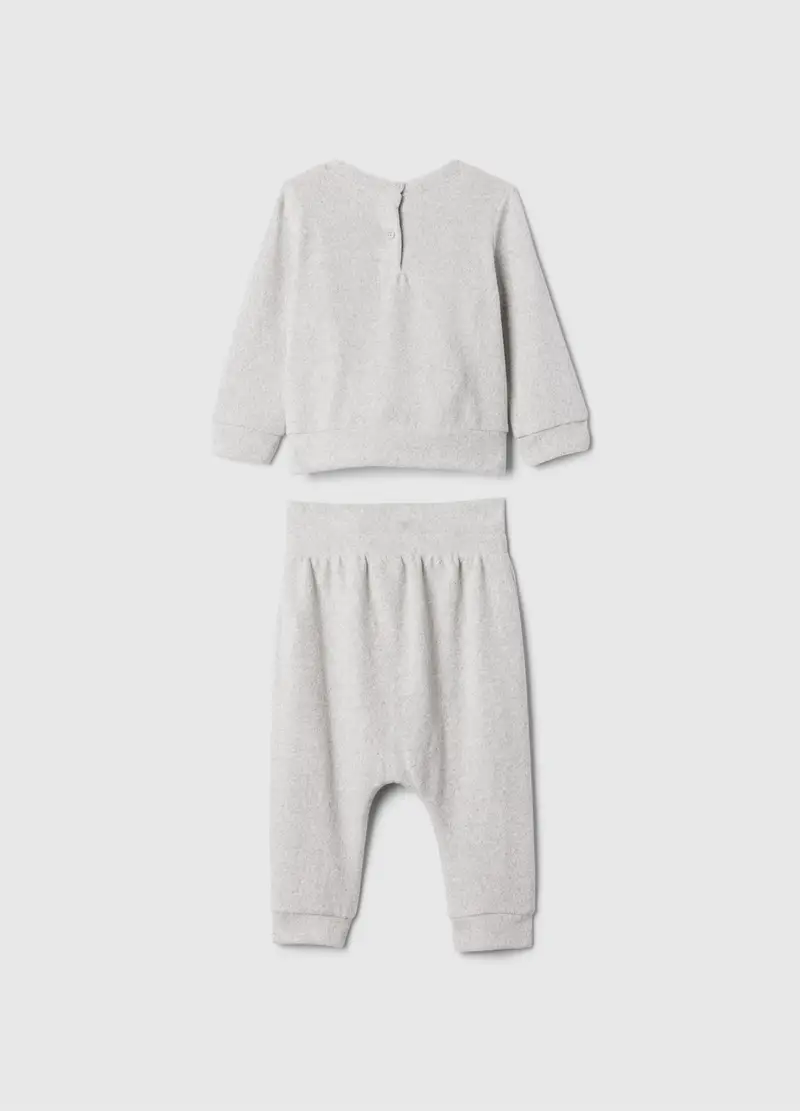 , Set Top E Pantaloni Con Ricamo Orsetto, Unisex, Grigio miniatura 2