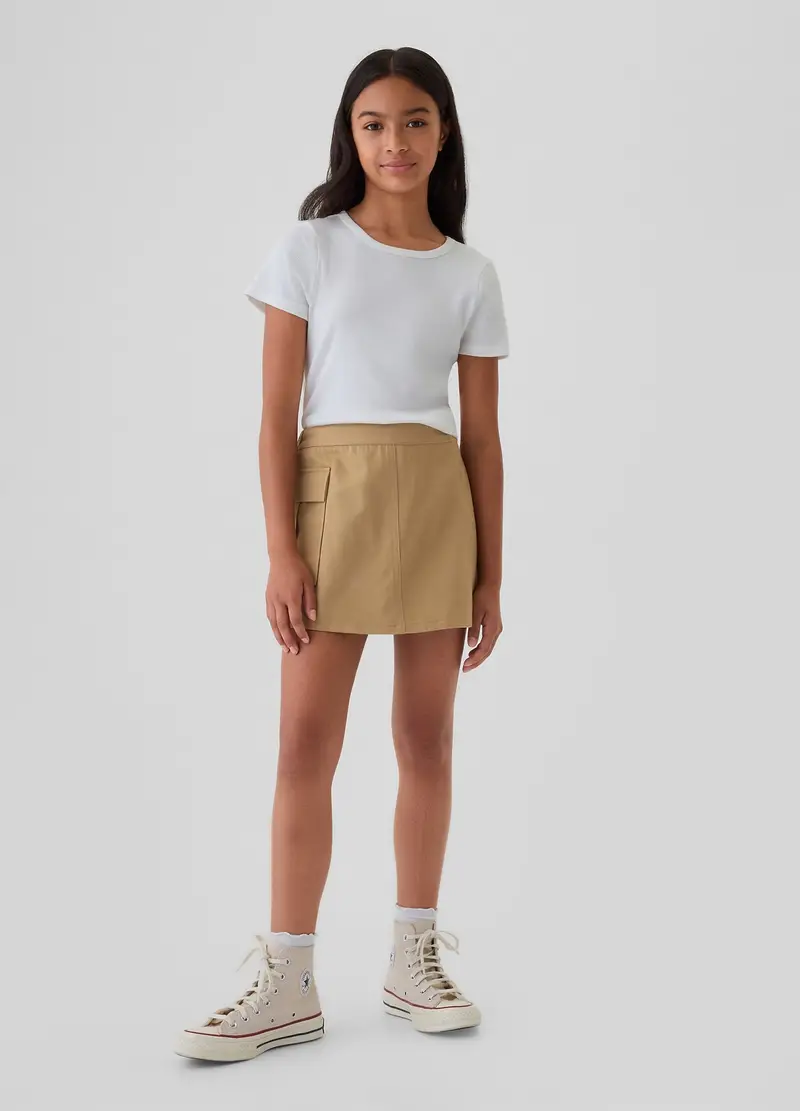 Skort Utility Con Tasca, Bambina, Beige